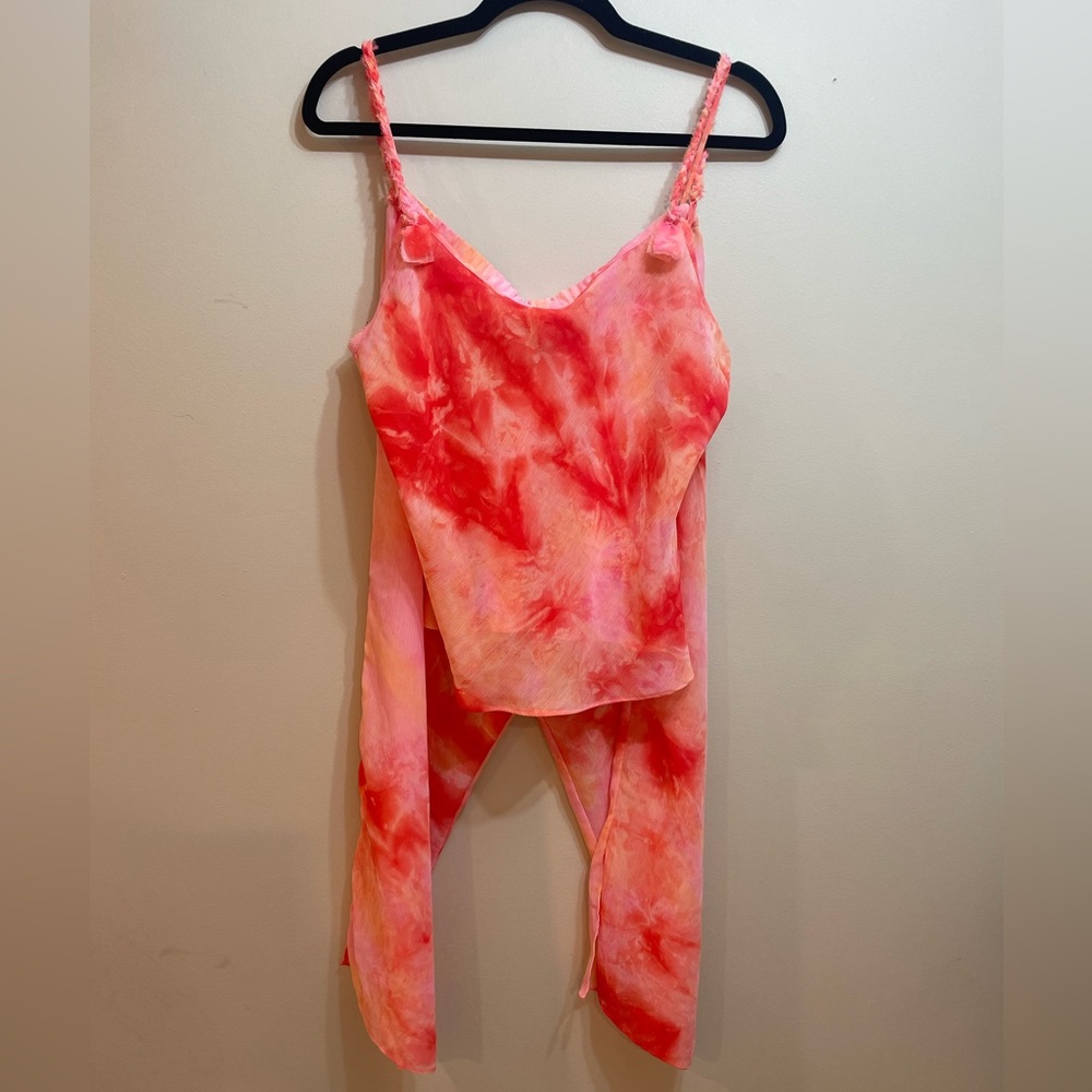 Josie tye dye sheer two piece swim suit cover up